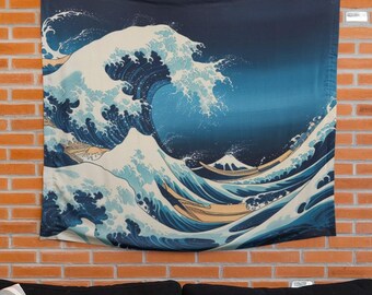 Ocean Waves Wall Tapestry – Coastal Wave Wall Hanging for Bedroom Dorm, Blue Sea Surf Art, Tranquil Nautical Ocean Home Decor Tapestries