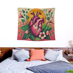 Tapisserie murale pour amateurs de plantes de tarot - Tenture murale de cartes de tarot botaniques pour dortoir de chambre à coucher, art de verdure mystique, tapisseries de décoration d'intérieur de sorcière