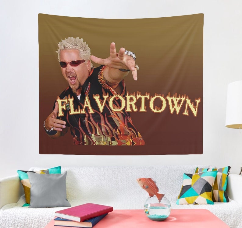 Flavortown Guy Fieri Flag Tapestry College Room Hostel Dorm Decor Flavortown Guy Wall Hanging Flavortown Guy Fieri Funny Meme Tapestry Etsy Canada