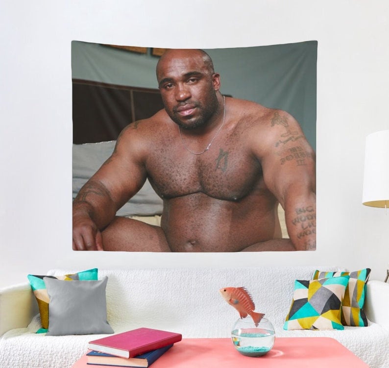 Barry Wood Sitting On Bed Meme Tapestry, Hostel Dorm Decor sold by