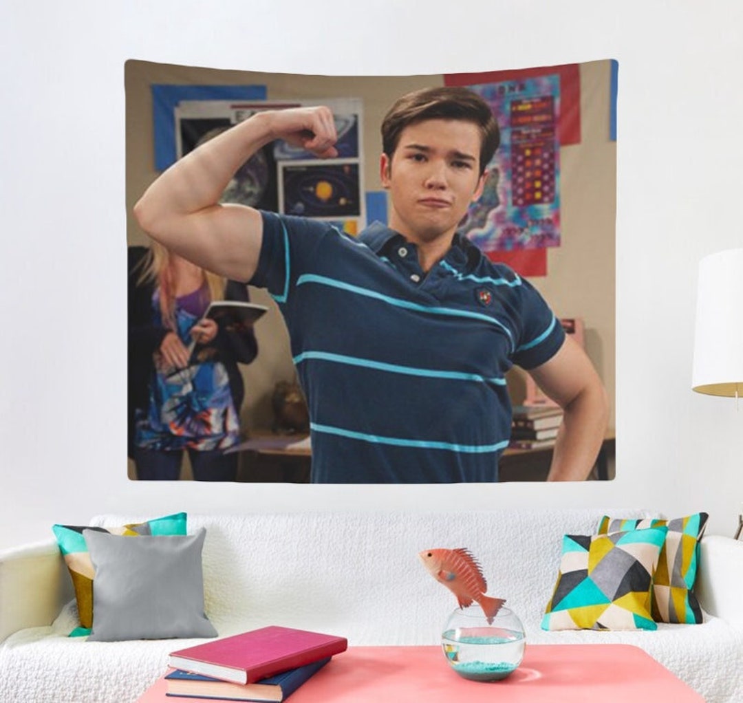 Freddie Benson From Icarly Flexing Tapestry, Funny Meme Tapestry