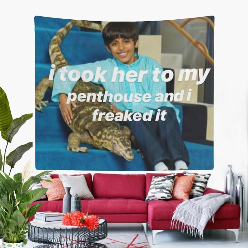 I Took Her to My Penthouse Tapestry Meme Wall Tapestries Hostel Dorm Decor Funny Wall Hanging Ravi Mr. Kipling Meme Tapestry Gift Idea Etsy Canada