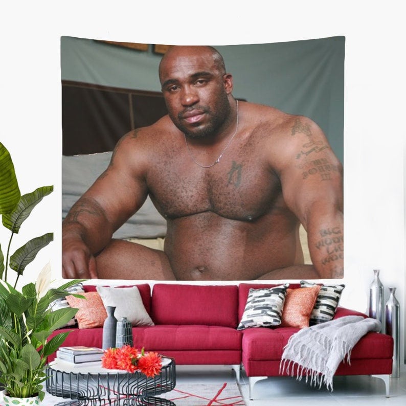 Barry Wood Sitting on Bed Meme Tapestry, Hostel Dorm Decor, Barry Wood