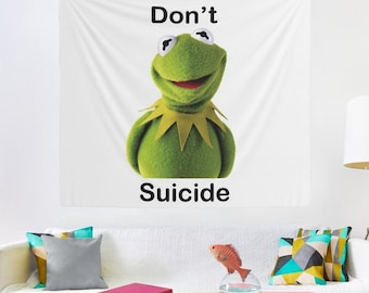 Don't Kermit Suicide Meme Tapestry, College Room & Hostel Dorm Decor, Funny Kermit Wall Hanging, Kermit Meme Tapestry Gift, Kermit The Frog