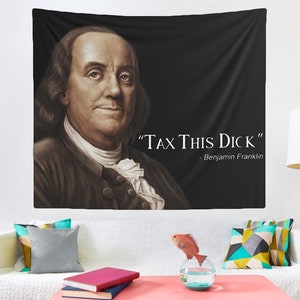 Benjamin Franklin Wall Tapestry, Hostel Dorm Decor, Funny Benjamin Franklin Wall Hanging, Benjamin Franklin Meme Wall Tapestry Gift Idea