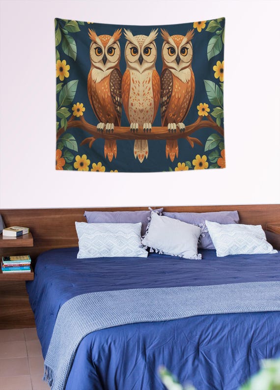 2 Tapisseries Murales Halloween Style Bibliothèque De Sorcière - Motifs Hibou Et Crâne, 130x33 Cm, Avec Pompons