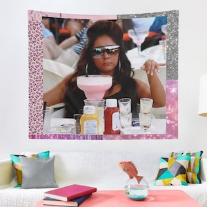 Snooki Mood Wall Tapestry, Hostel Dorm Decor, Jersey Shore Meme, Snooki Mood Wall Hanging, Funny Party Deocr, Snooki Mood Meme Tapestry
