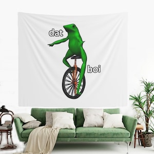 Dat Boi Meme Wall Tapestry, College Room & Hostel Dorm Decor, Dat Boi Meme Wall Hanging, Funny Frog Tapestries, Frog Party Decor Gift Idea