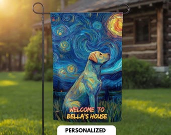 Personalized Labrador Retriever Dog Garden Flag, Custom Pet Dog Memorial Remembrance Decor, Outdoor Porch Yard Sign Art, Farmhouse Welcome