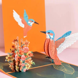 Fête des mères faite main, carte 3D colibri, superbe carte pop-up, carte de voeux, carte d'anniversaire, carte d'anniversaire