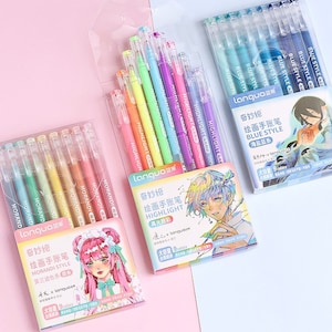Lot de 9 stylos gel 0,5 mm 9 couleurs, joli style japonais, encre colorée pour étudiants, bureau, agendas, signatures et dessin