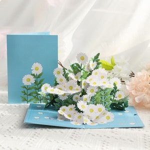Carte pop-up marguerite faite main, Saint-Valentin, Carte de voeux, Carte d'anniversaire, Meilleurs voeux, Fête des Mères, Pâques, Anniversaires