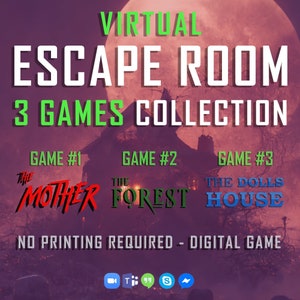 Online Escape Room Collection | 3 Games | Virtual Escape Game, Party Games, Played on Zoom, Microsoft Teams with Family & Friends
