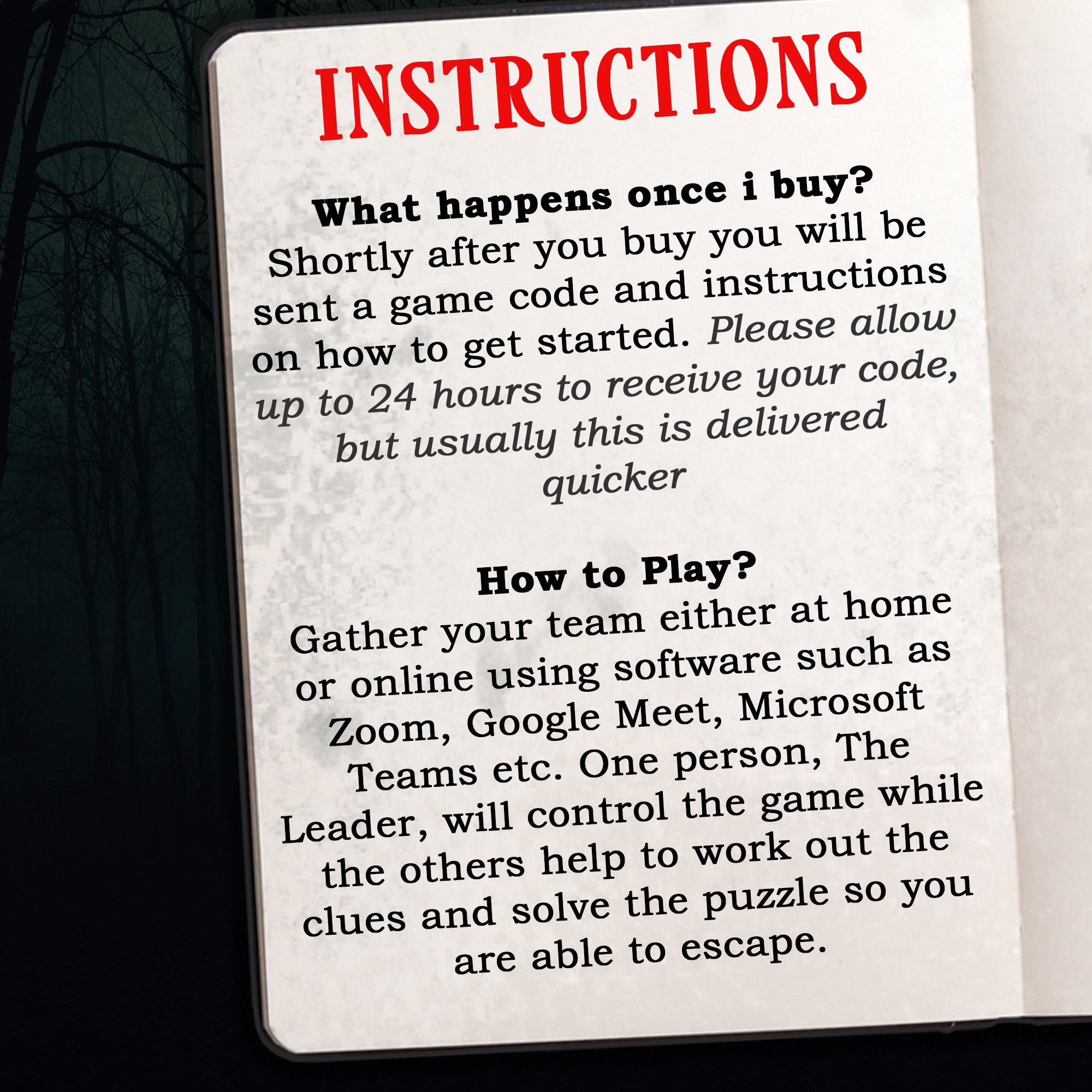 The Forest Virtual Escape Room Game Games Night Zoom Games Online