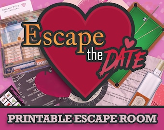 Ontsnap aan de date - Date Night Game | Escaperoom | Afdrukbare Escape Game Kit | DIY Valentijnsdag Spel Liefdescadeau Datum Escape Room