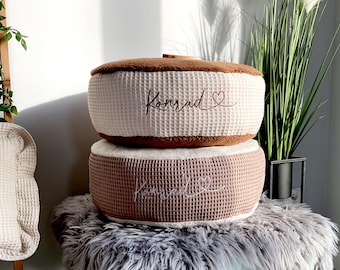 Personalisierbar Sitzkissen aus Waffelpiqué | Osito de peluche negocio | Jardín de infancia | Besos de suelo