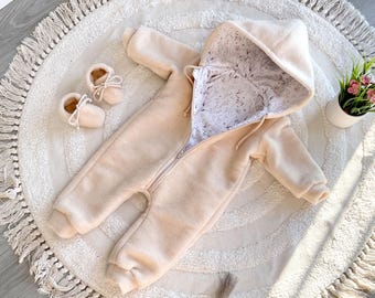 Handgemaakte walkoverall uit Schurwolle - Merino Baby & Kinder Winteranzug mit Baumwollffutter, Merinowolle Wollanzug für Herbst en Winter