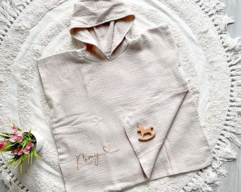 Badeponcho Mousseline | Poncho Zomer | Gepersonaliseerd met naam | Het leven van een Geburt