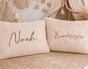 Terrycloth pillow with a name for a child | Birthday gift | Babyshower gift | Decorative pillow with ruffles