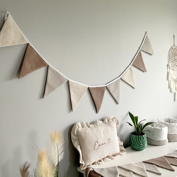 Beige Wimpelkette, Bunting Banner, Bunting-Flaggen, Kinderzimmer Dekorative Girlande, Girlanden-Wanddekoration, Flag-Wimpelkette