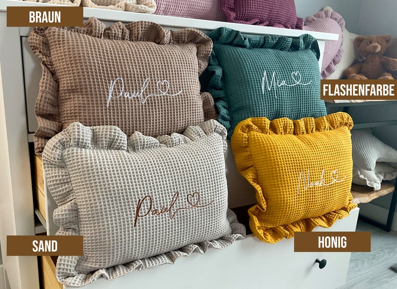 Pillow with a name for a child Birthday gift Babyshower gift Decorative pillow with ruffles image 3