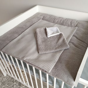 Wickelauflage Wickelauflage set Grau Wickelunterlage Babypartygeschenk Geschenk für Neugeborene Frottee 100% Baumwolle Set 2