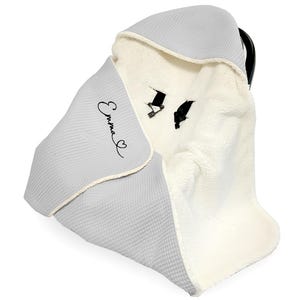 Einschlagdek voor babyschale | Babydecke | Winter | 3 en 5-Punkt-Gurtsysteem | Personaliseerbar met namen | Geschenk Geburt |  Wafelpiqué