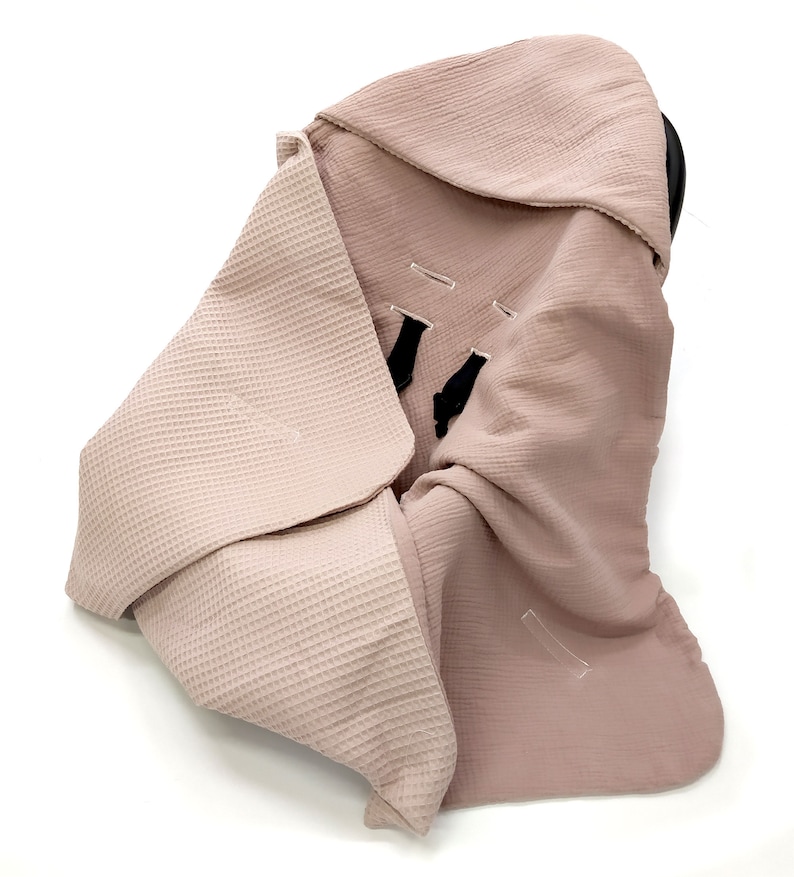 Babyschale Babydecke XL 90x90cm Sommer 3 und 5-Punkt-Gurtsystem 2w1 Handtuch Waffelpiqué Einschlagdecke Cybex Maxi Cosi Dirty pink