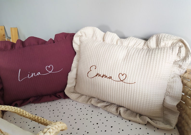 Pillow with a name for a child Birthday gift Babyshower gift Decorative pillow with ruffles image 9