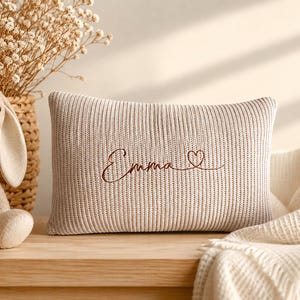 Knit pillow with a name for a child | Birthday gift | Babyshower gift | Decorative pillow with ruffles