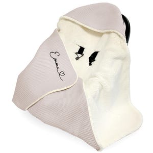 Einschlagdek voor babyschale | Babydecke | Winter | 3 en 5-Punkt-Gurtsysteem | Personaliseerbar met namen | Geschenk Geburt |  Wafelpiqué