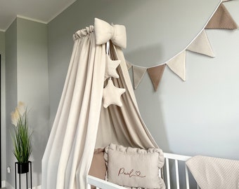 Auvent en mousseline pour enfant | Ciel de lit pour lit bébé | Auvent avec cadre | Auvent décoratif | Moustiquaire