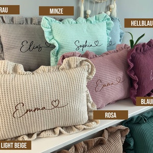 Pillow with a name for a child Birthday gift Babyshower gift Decorative pillow with ruffles image 4