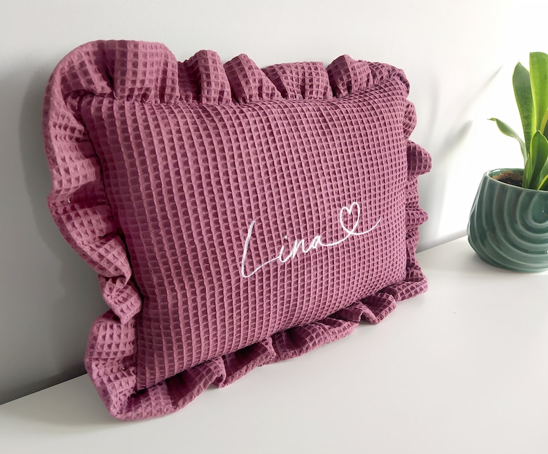 Pillow with a name for a child Birthday gift Babyshower gift Decorative pillow with ruffles image 6