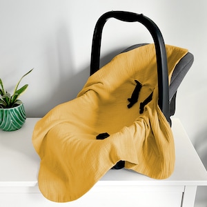 Babydecke für Babyschale  |  Sommer Decke | Musselin Babydecke  | 3 und 5-Punkt-Gurtsystem | Einschlagdecke | Cybex | Maxi Cosi
