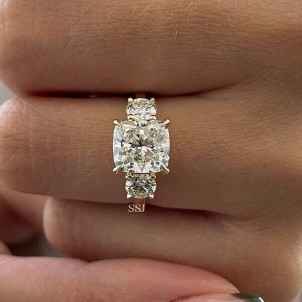 Rose Gold Cushion Cut Ring Etsy 