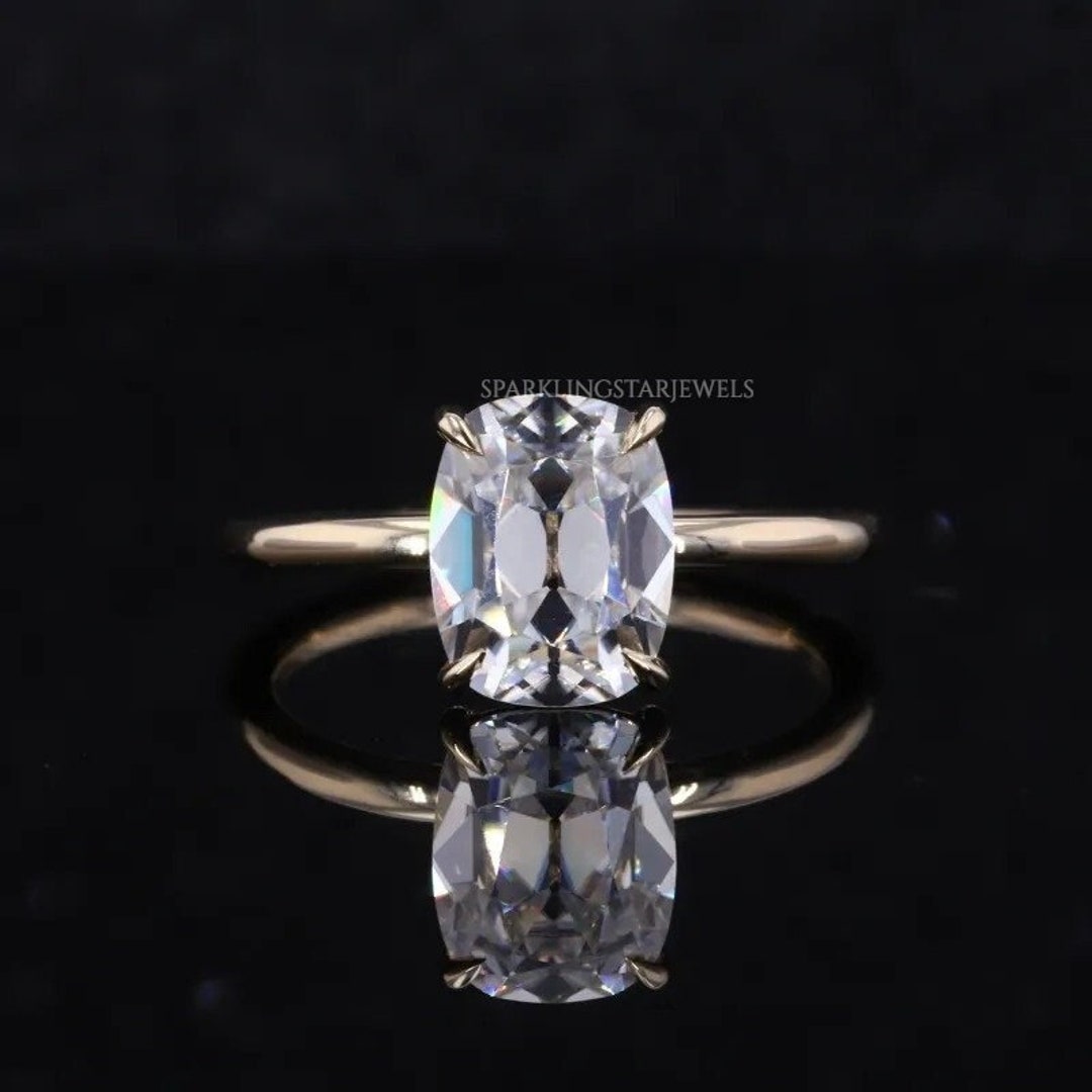 Cushion Cut Engagement Ring Fake Engagement Ring Solitaire Etsy