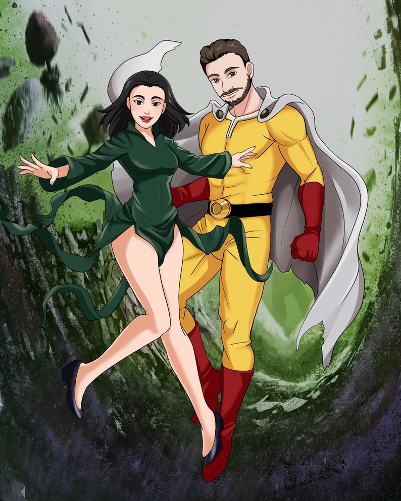 Custom Anime Portrait Couple Anime Portrait Drawing Anime Etsy