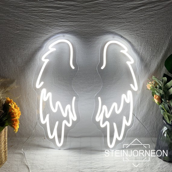 Pair of Angel Wings Neon Decoration Wall Pub Light - Party Etsy Custom Salon Personalized Shop Beauty Angel Party Sign Decor Gift Bar LED Wings