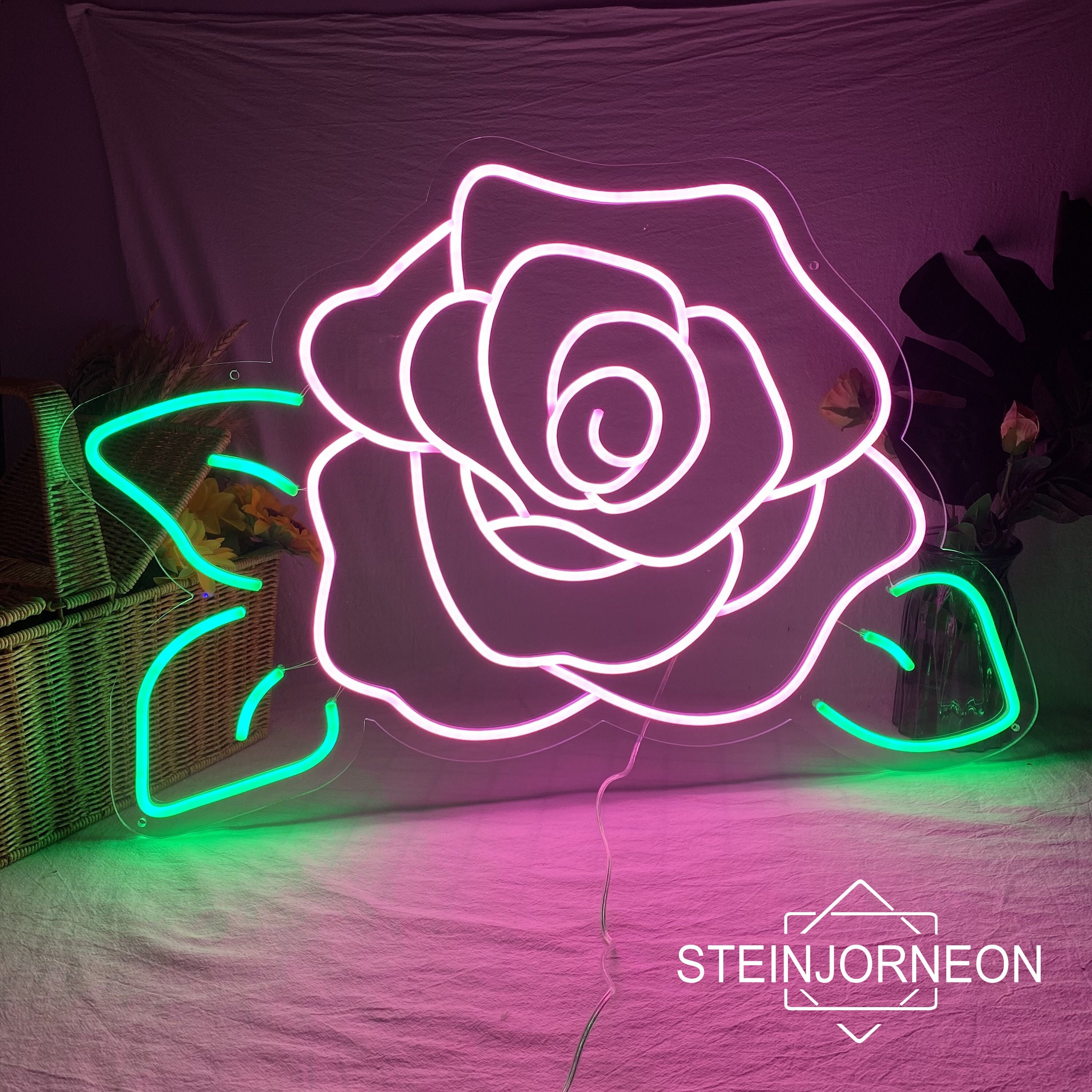 Rose Neon Sign Custom Flower Plant LED Neon Sign Home Wall 