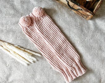 Scaldamuscoli lavorati a mano per neonati, bambini e adulti | con pompon | realizzati in lana e alpaca