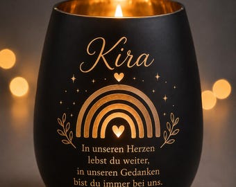 Personalized candle holder with name | Condolence gift for dog or cat | Rainbow Bridge candle holder | Pet keepsake | Memorial light