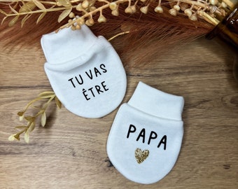 Baby-Fäustlinge „Du wirst Papa“, Schwangerschaftsanzeige für Papa
