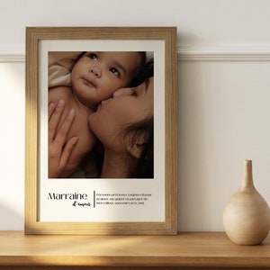 Personalized godmother poster - personalized godmother gift with photo - godmother baptism gift