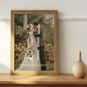Póster personalizado con foto y fecha - Regalo de recuerdo único y personalizable para pareja, nacimiento, boda