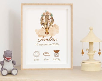 Pôster personalizado de nascimento de bebê, presente de nascimento personalizado