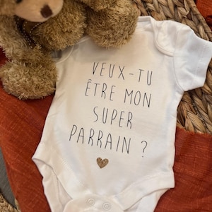 Personalized baby bodysuit will you be my super godfather?