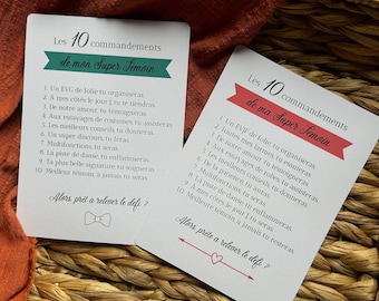 Cartes 10 commandements témoin - demande témoin mariage homme, demande témoin mariage femme