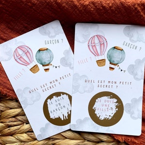 Carte à gratter révélation sexe bébé - carte à gratter gender reveal bébé - idée originale annonce garçon ou fille
