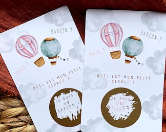 Carte à gratter révélation sexe bébé - carte à gratter gender reveal bébé - idée originale annonce garçon ou fille